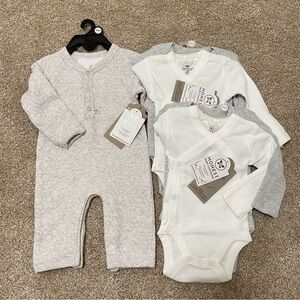 NWT Honest Baby Preemie Clothing Lot Gender Neutral Bodysuit Long Sleeve